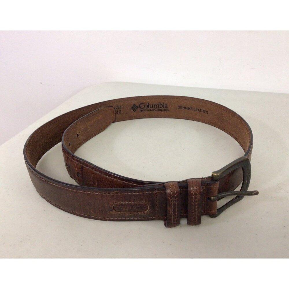 Columbia Leather Belt Brass Buckle Mens 40